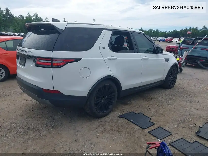 2017 Land Rover Discovery Hse VIN: SALRRBBV3HA045885 Lot: 45434383