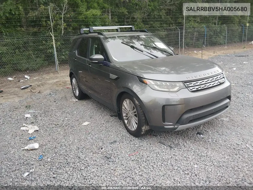2017 Land Rover Discovery Hse VIN: SALRRBBV5HA005680 Lot: 45674423