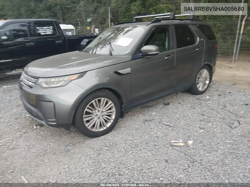 2017 Land Rover Discovery Hse VIN: SALRRBBV5HA005680 Lot: 45674423
