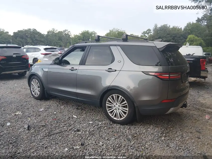2017 Land Rover Discovery Hse VIN: SALRRBBV5HA005680 Lot: 45674423