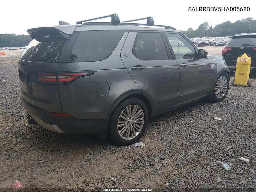 2017 Land Rover Discovery Hse VIN: SALRRBBV5HA005680 Lot: 45674423
