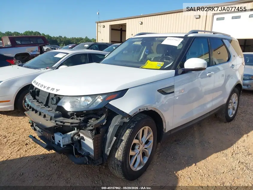 2018 Land Rover Discovery Se VIN: SALRG2RK7JA077455 Lot: 45157962
