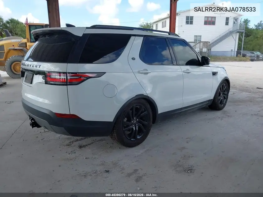 2018 Land Rover Discovery Hse VIN: SALRR2RK3JA078533 Lot: 45390279