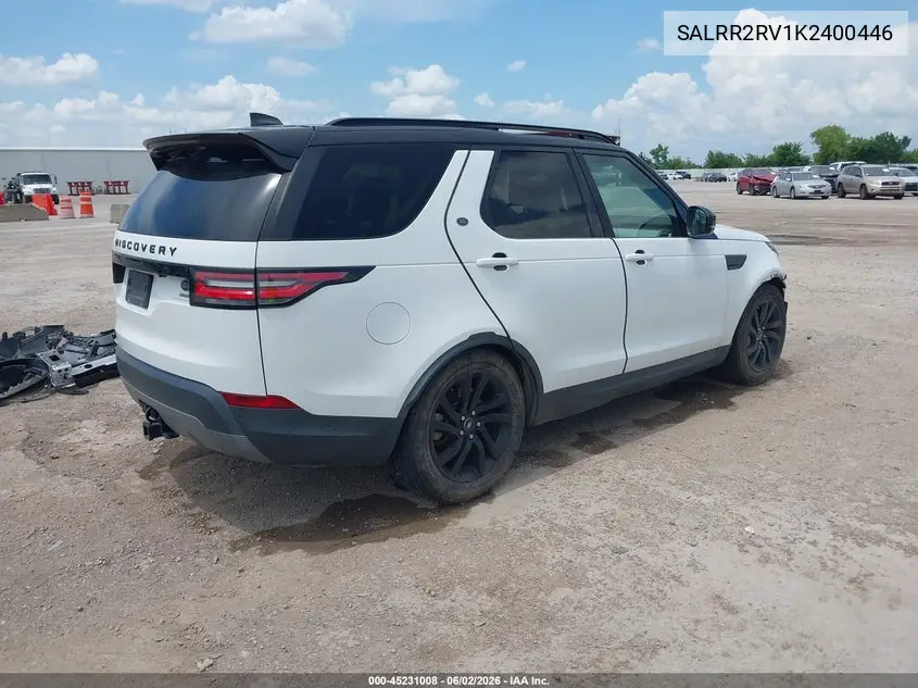 2019 Land Rover Discovery Hse VIN: SALRR2RV1K2400446 Lot: 45231008