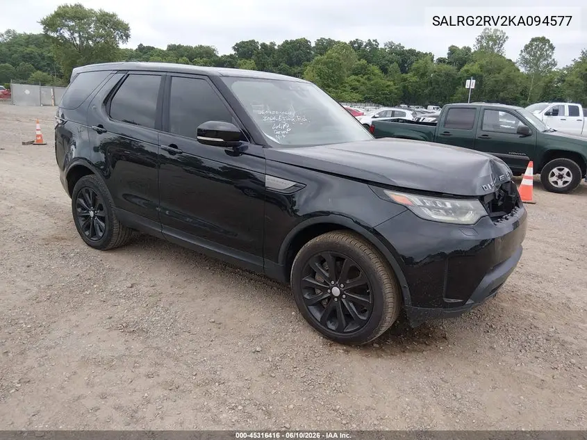 2019 Land Rover Discovery Se VIN: SALRG2RV2KA094577 Lot: 45316416