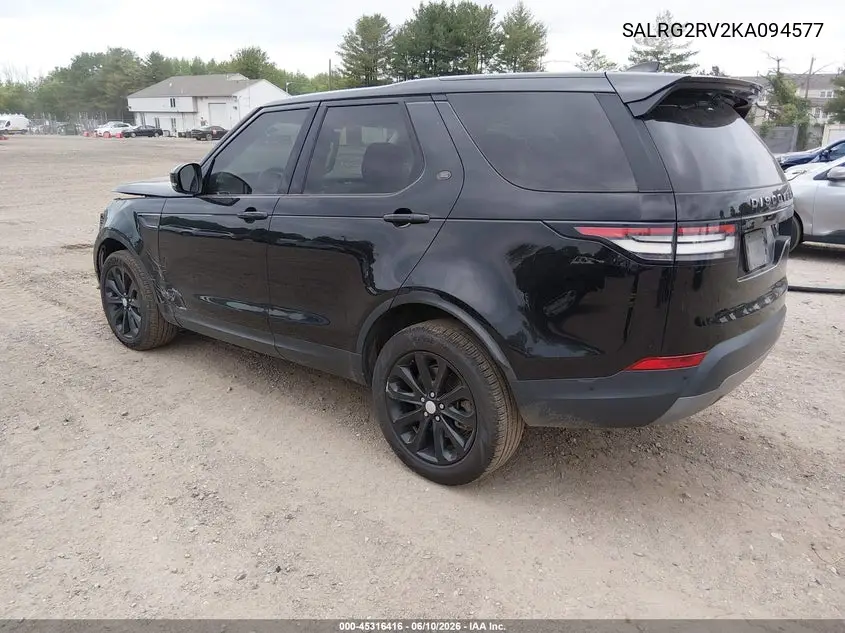 2019 Land Rover Discovery Se VIN: SALRG2RV2KA094577 Lot: 45316416