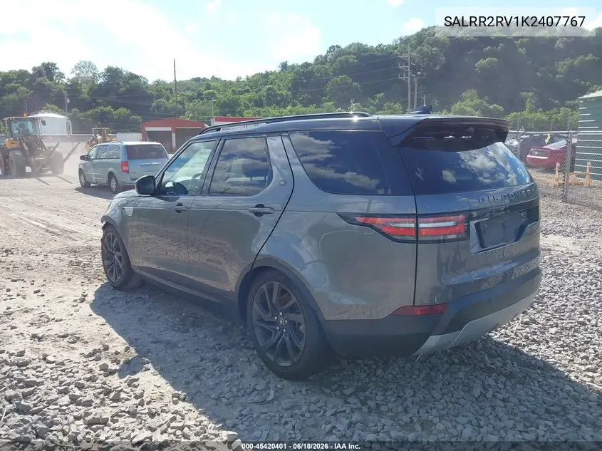 2019 Land Rover Discovery Hse VIN: SALRR2RV1K2407767 Lot: 45420401