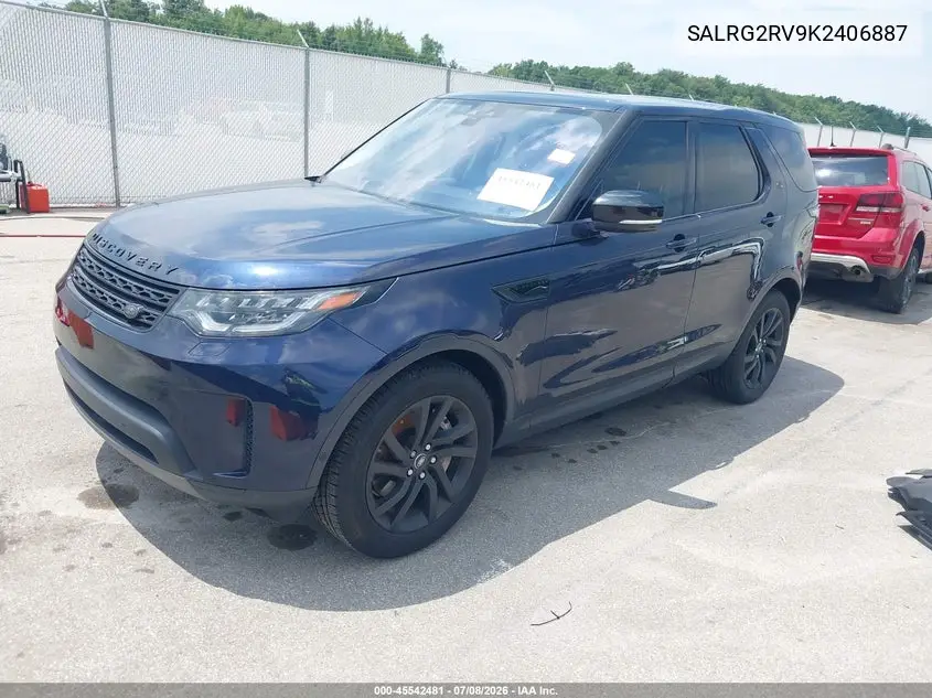 2019 Land Rover Discovery Se VIN: SALRG2RV9K2406887 Lot: 45542481