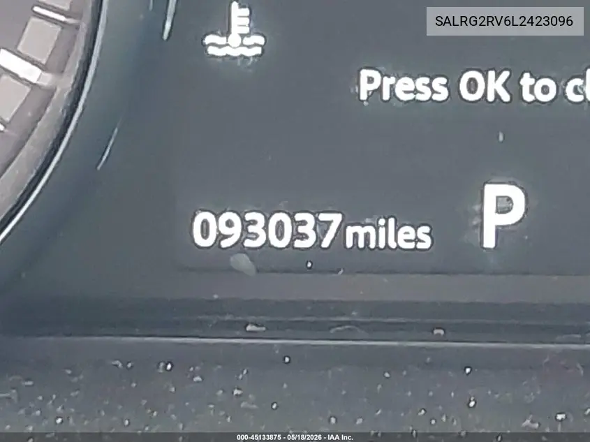 2020 Land Rover Discovery Se VIN: SALRG2RV6L2423096 Lot: 45133875