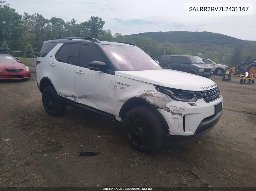 2020 Land Rover Discovery Hse VIN: SALRR2RV7L2431167 Lot: 45187726