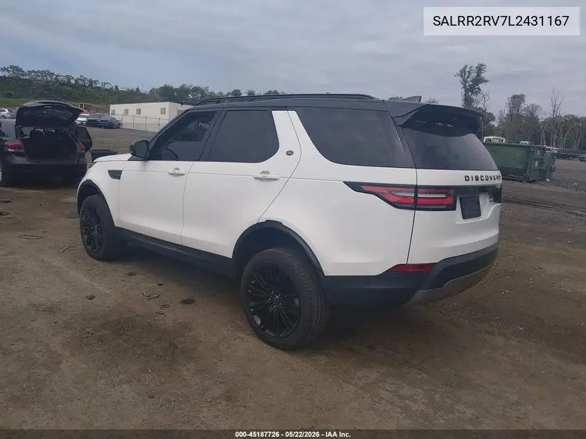 2020 Land Rover Discovery Hse VIN: SALRR2RV7L2431167 Lot: 45187726