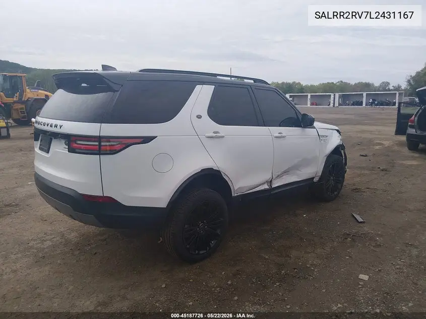 2020 Land Rover Discovery Hse VIN: SALRR2RV7L2431167 Lot: 45187726