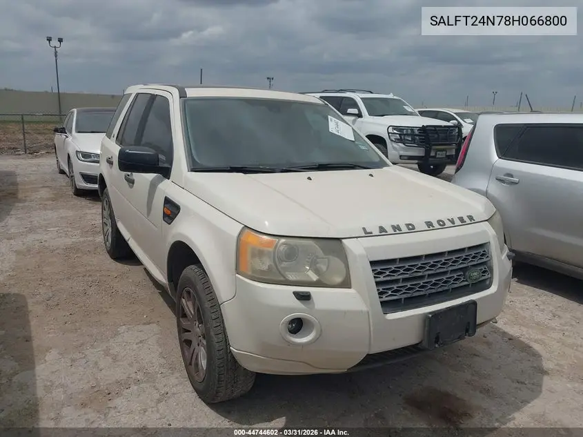 2008 Land Rover Lr2 Hse VIN: SALFT24N78H066800 Lot: 44744602