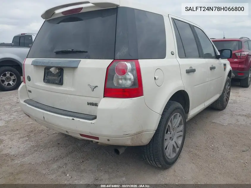 2008 Land Rover Lr2 Hse VIN: SALFT24N78H066800 Lot: 44744602
