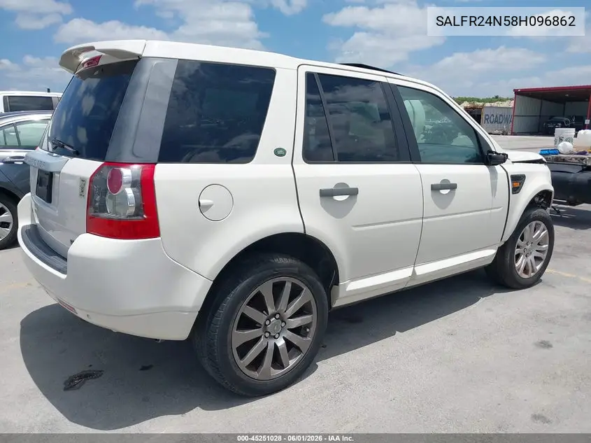 2008 Land Rover Lr2 Hse VIN: SALFR24N58H096862 Lot: 45251028