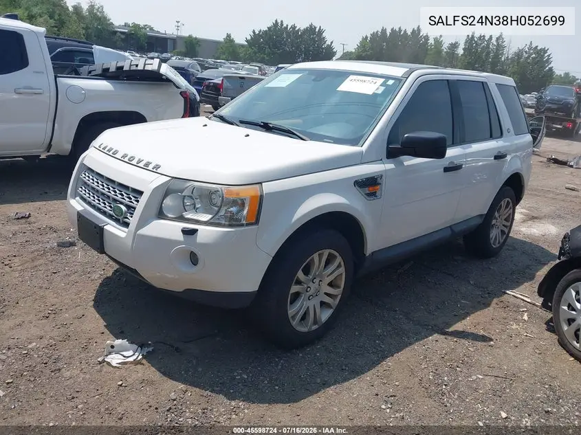 2008 Land Rover Lr2 Se VIN: SALFS24N38H052699 Lot: 45598724