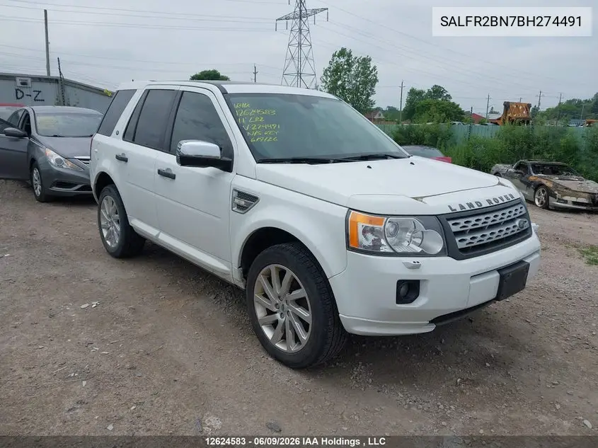 2011 Land Rover Lr2 VIN: SALFR2BN7BH274491 Lot: 12624583