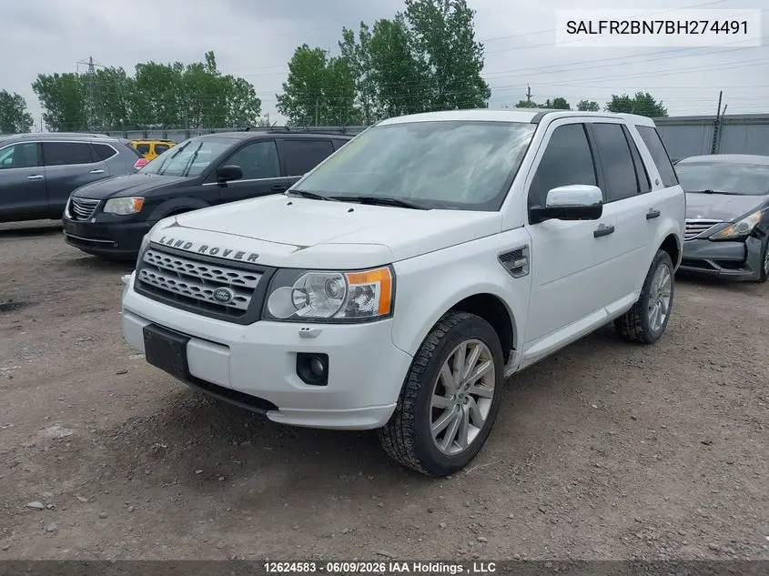 2011 Land Rover Lr2 VIN: SALFR2BN7BH274491 Lot: 12624583