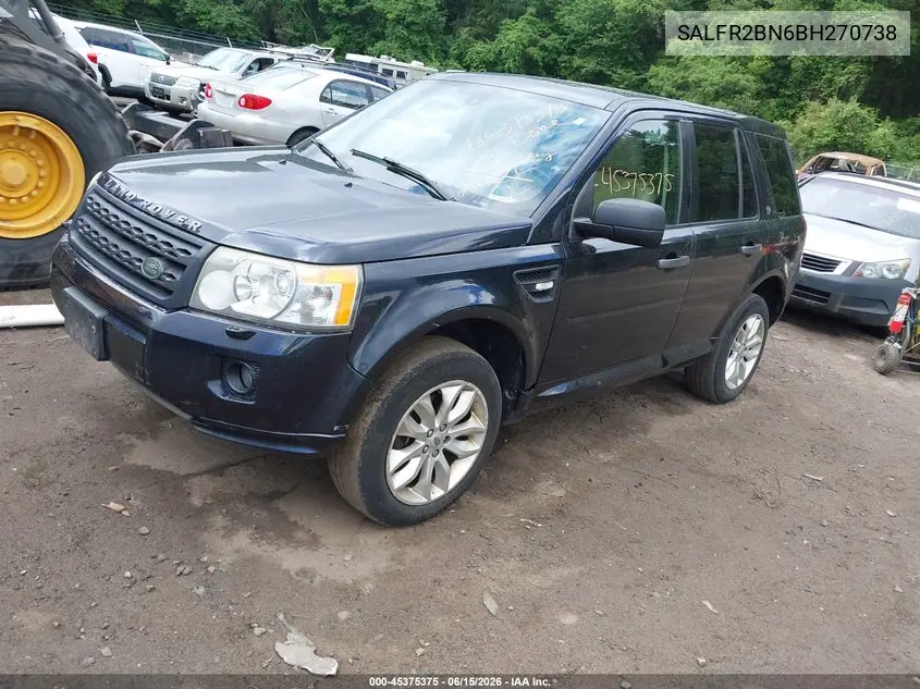 2011 Land Rover Lr2 VIN: SALFR2BN6BH270738 Lot: 45375375