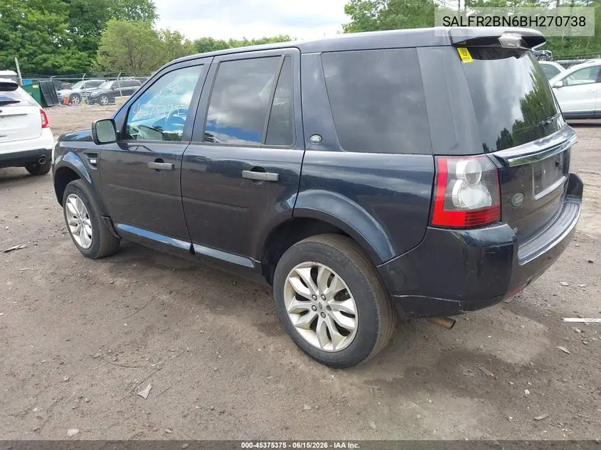 2011 Land Rover Lr2 VIN: SALFR2BN6BH270738 Lot: 45375375