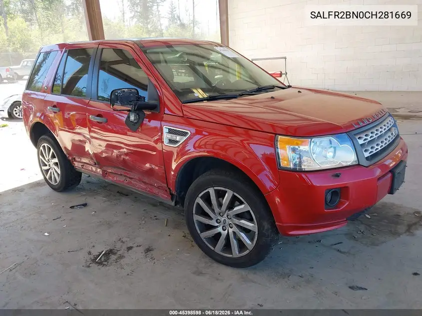 2012 Land Rover Lr2 VIN: SALFR2BN0CH281669 Lot: 45398598