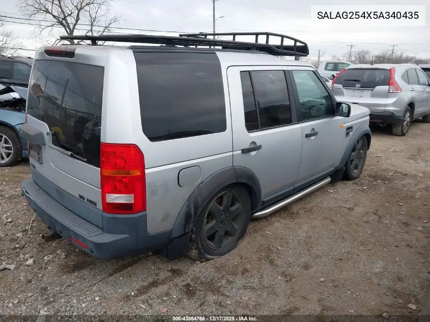 2005 Land Rover Lr3 Hse VIN: SALAG254X5A340435 Lot: 43864766