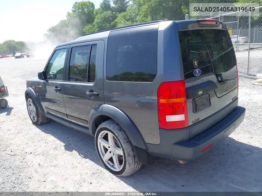 2005 Land Rover Lr3 Se VIN: SALAD25405A319649 Lot: 45544837