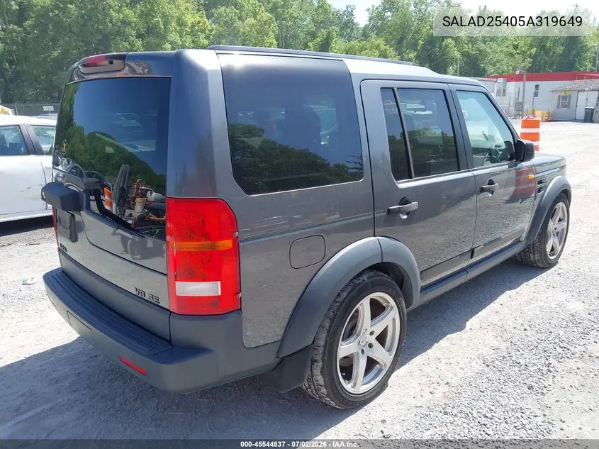 2005 Land Rover Lr3 Se VIN: SALAD25405A319649 Lot: 45544837