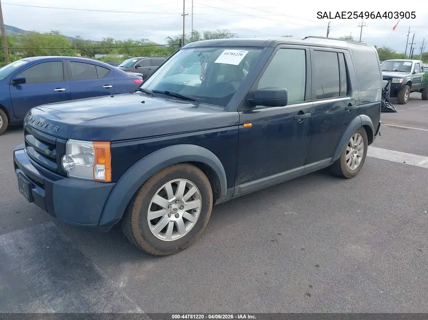 2006 Land Rover Lr3 V8 Se VIN: SALAE25496A403905 Lot: 44781220