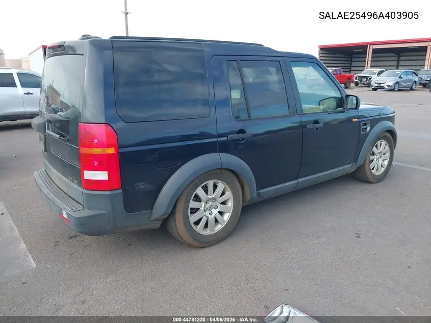 2006 Land Rover Lr3 V8 Se VIN: SALAE25496A403905 Lot: 44781220