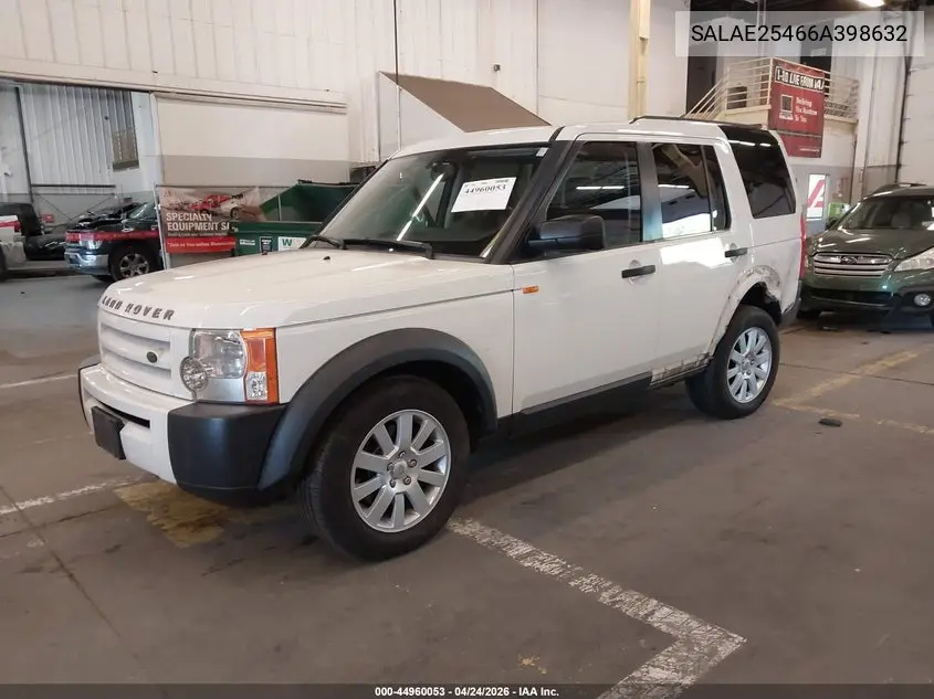 2006 Land Rover Lr3 V8 Se VIN: SALAE25466A398632 Lot: 44960053