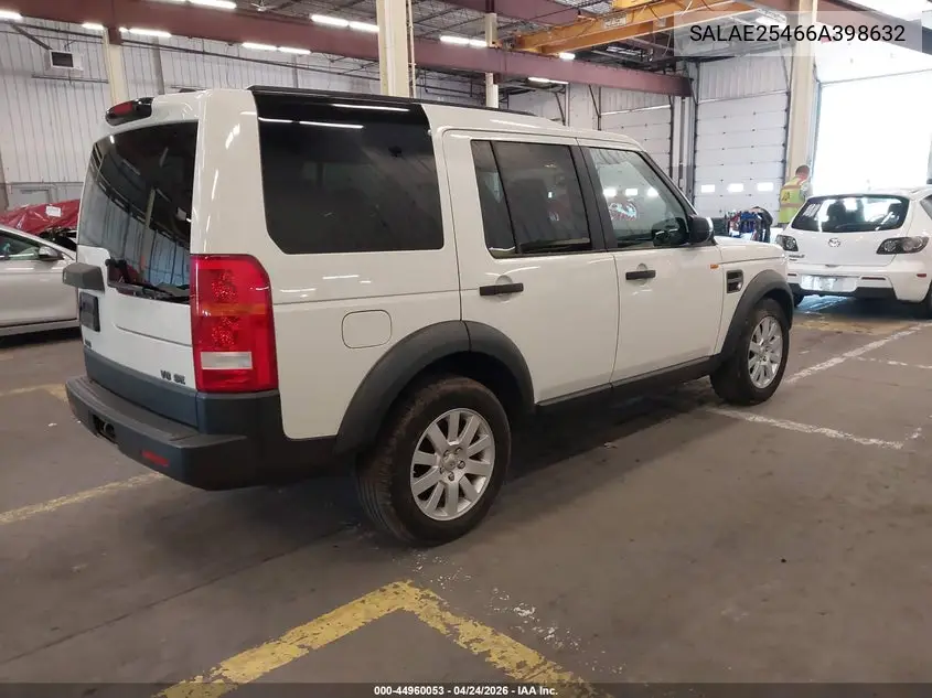 2006 Land Rover Lr3 V8 Se VIN: SALAE25466A398632 Lot: 44960053