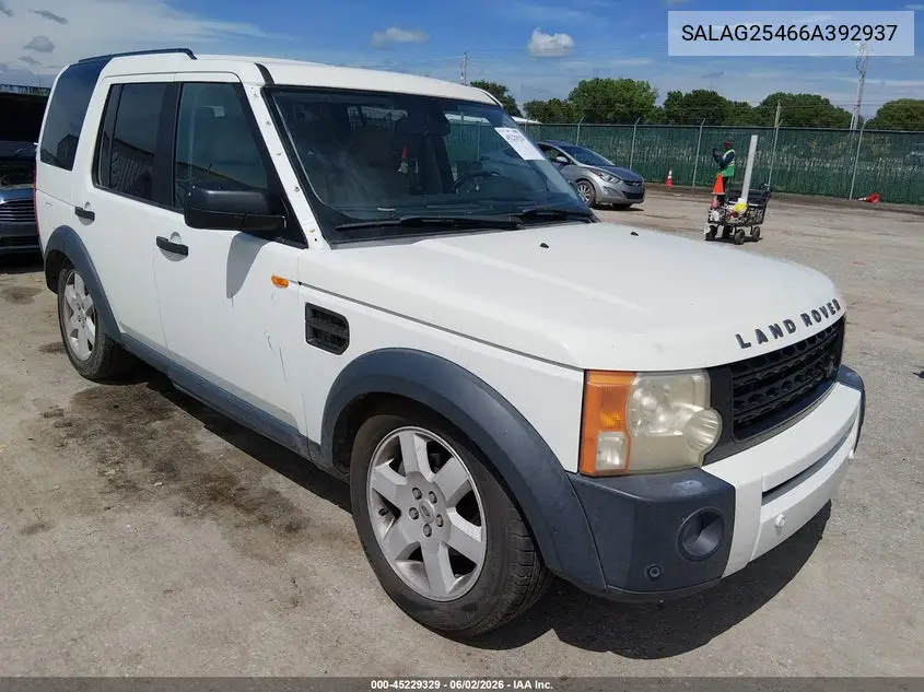 2006 Land Rover Lr3 V8 Hse VIN: SALAG25466A392937 Lot: 45229329