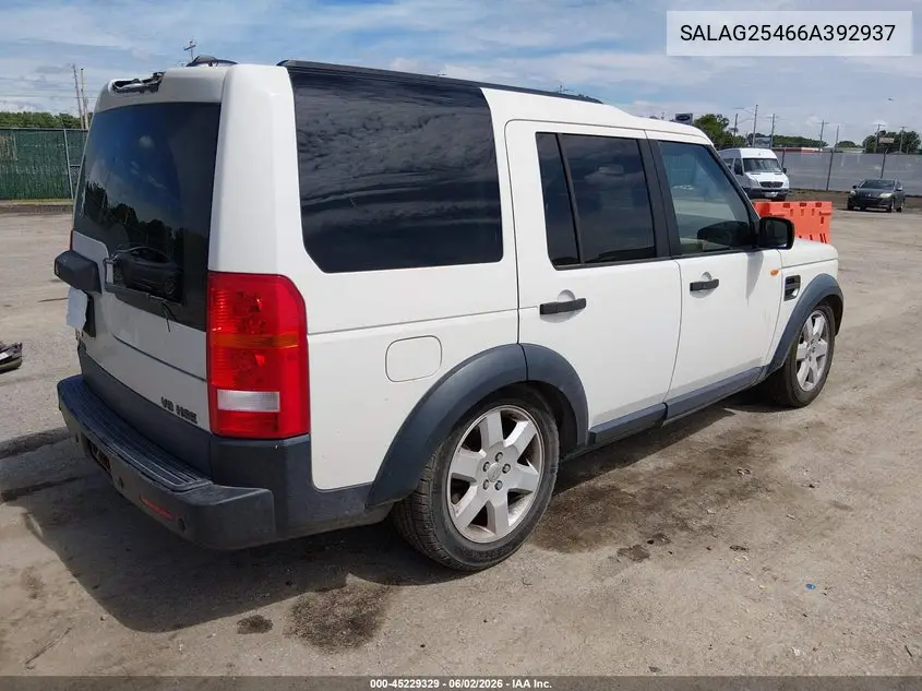 2006 Land Rover Lr3 V8 Hse VIN: SALAG25466A392937 Lot: 45229329