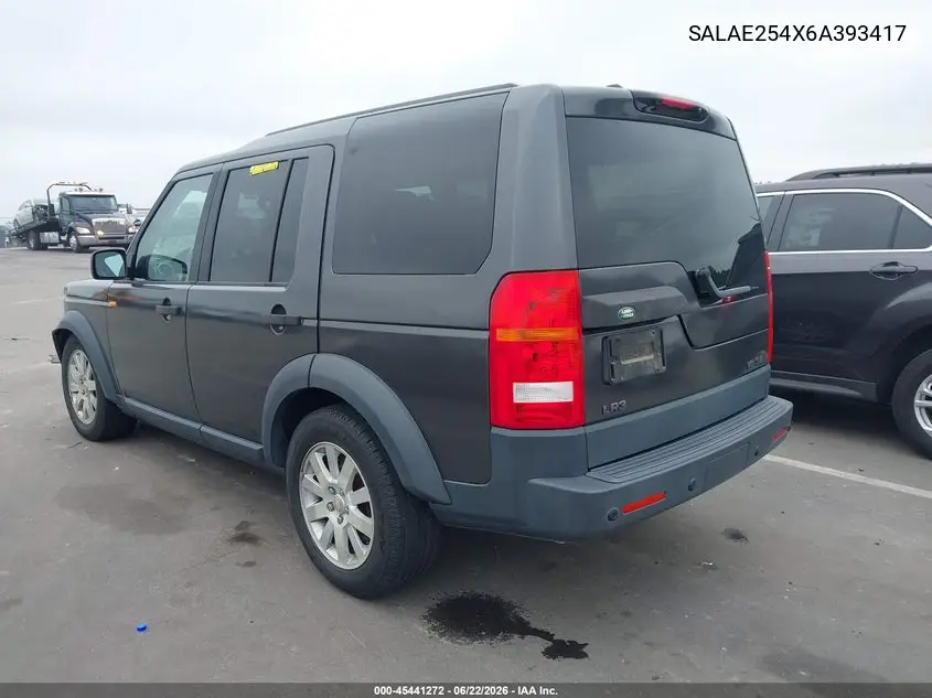 2006 Land Rover Lr3 V8 Se VIN: SALAE254X6A393417 Lot: 45441272