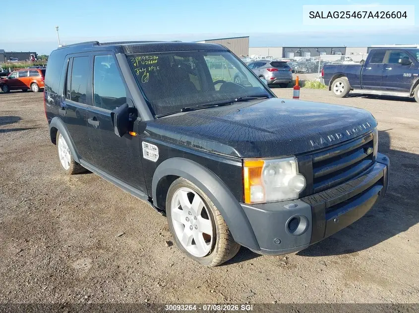 2007 Land Rover Lr3 Hse VIN: SALAG25467A426604 Lot: 30093264