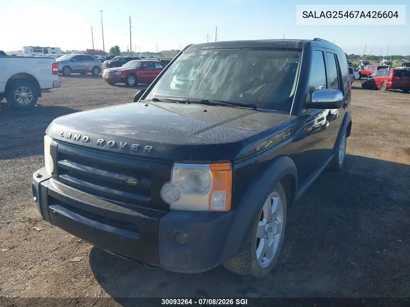 2007 Land Rover Lr3 Hse VIN: SALAG25467A426604 Lot: 30093264