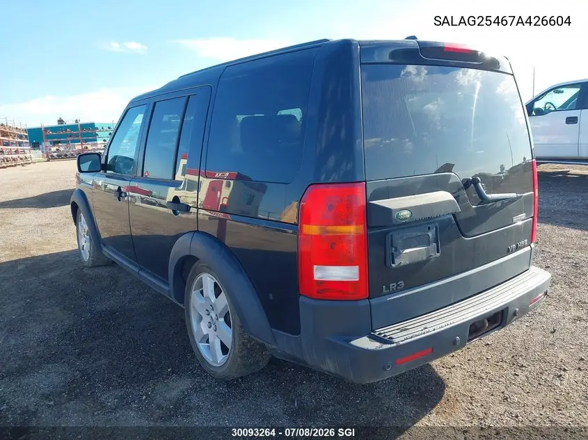 2007 Land Rover Lr3 Hse VIN: SALAG25467A426604 Lot: 30093264