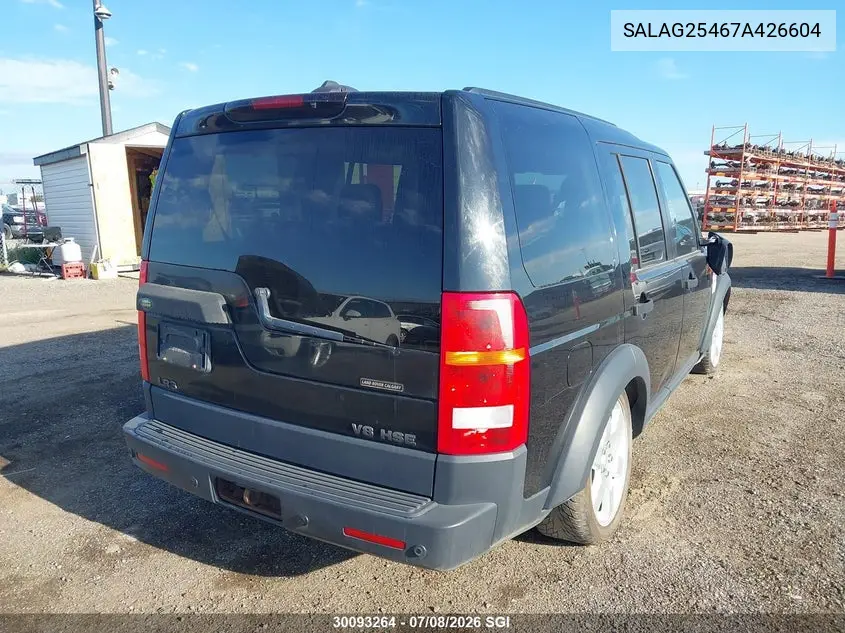 2007 Land Rover Lr3 Hse VIN: SALAG25467A426604 Lot: 30093264