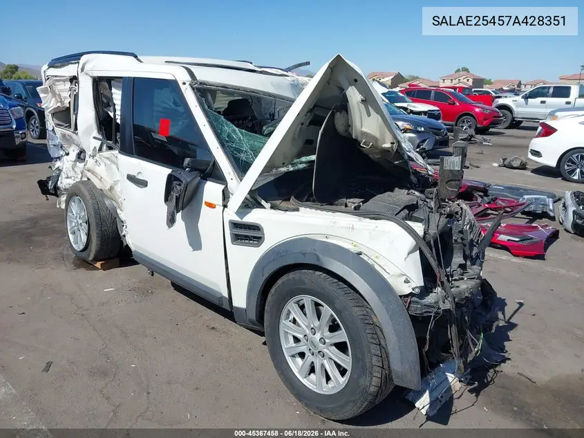 2007 Land Rover Lr3 V8 Se VIN: SALAE25457A428351 Lot: 45367458