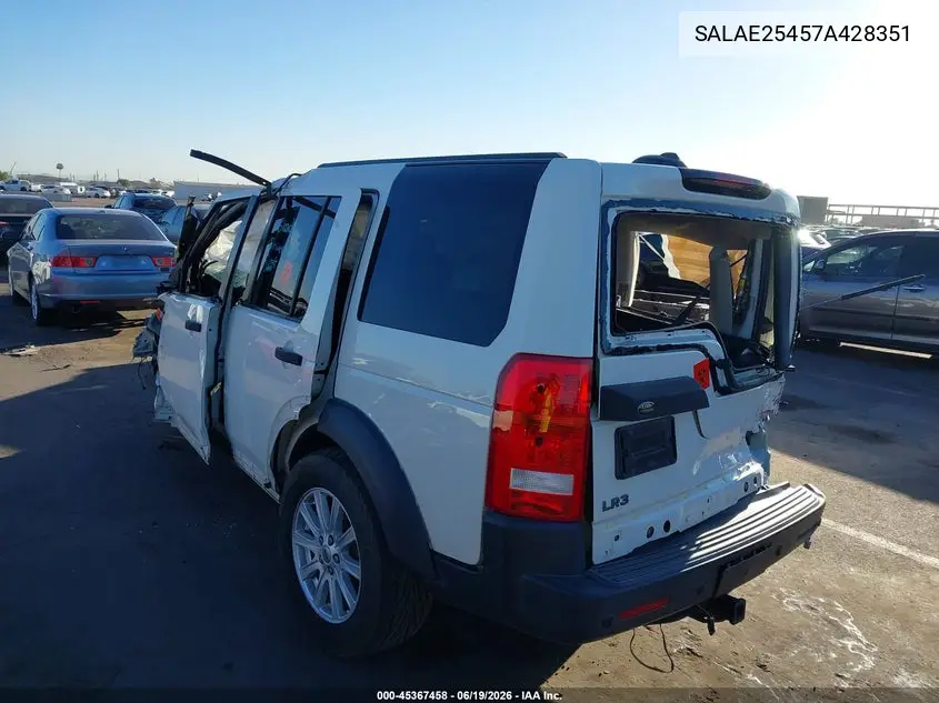 2007 Land Rover Lr3 V8 Se VIN: SALAE25457A428351 Lot: 45367458