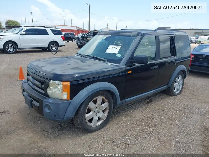 2007 Land Rover Lr3 V8 Hse VIN: SALAG25407A420071 Lot: 45491129