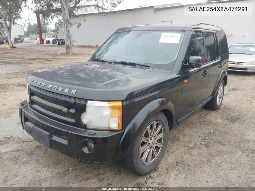 2008 Land Rover Lr3 V8 Se VIN: SALAE254X8A474291 Lot: 45065912