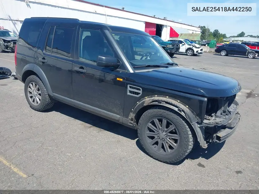 2008 Land Rover Lr3 V8 Se VIN: SALAE25418A442250 Lot: 45265977