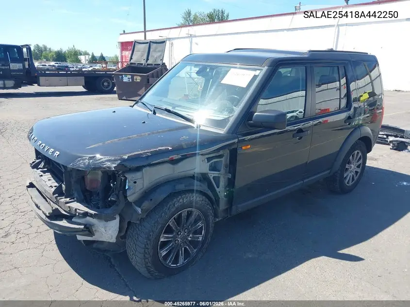 2008 Land Rover Lr3 V8 Se VIN: SALAE25418A442250 Lot: 45265977