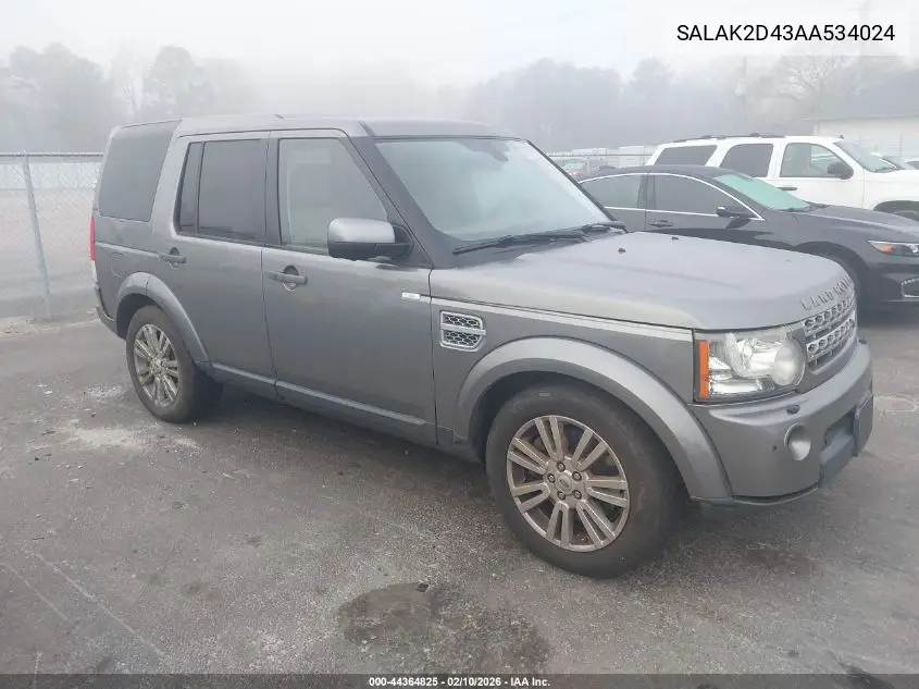 2010 Land Rover Lr4 VIN: SALAK2D43AA534024 Lot: 44364825