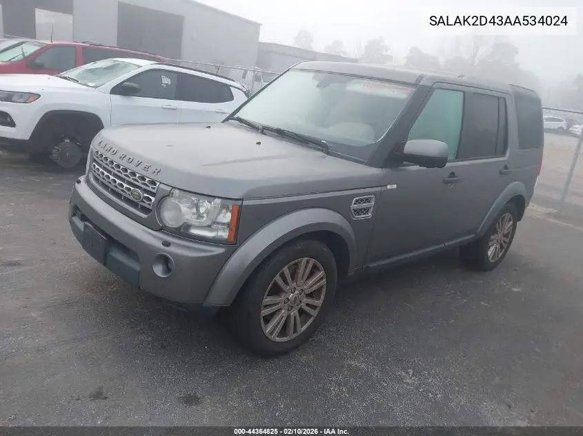 2010 Land Rover Lr4 VIN: SALAK2D43AA534024 Lot: 44364825