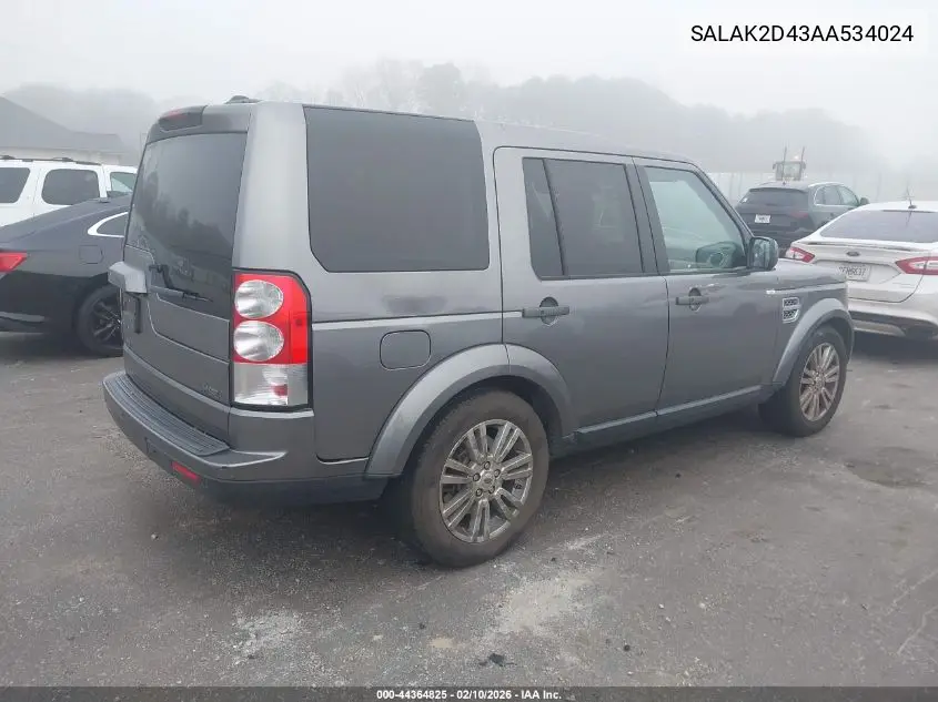 2010 Land Rover Lr4 VIN: SALAK2D43AA534024 Lot: 44364825