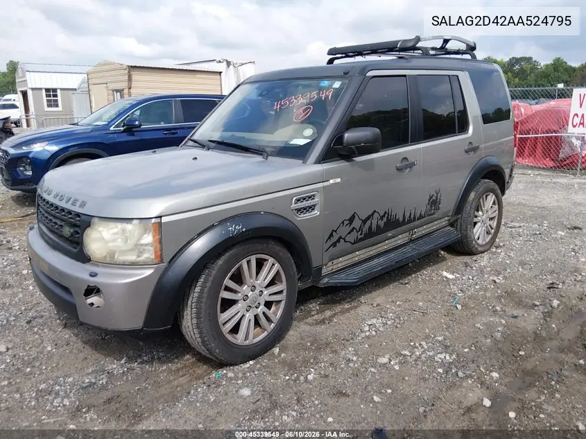 2010 Land Rover Lr4 VIN: SALAG2D42AA524795 Lot: 45339549