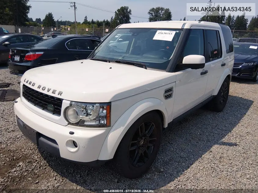 2010 Land Rover Lr4 VIN: SALAK2D41AA534345 Lot: 45638315